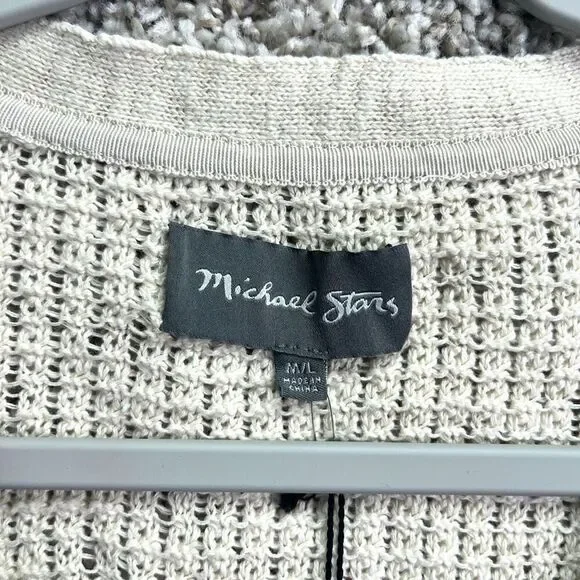 Michael Stars Cardigan Sweater Women’s M/L Parchment Slub Cotton Knit Snap NWT - Picture 2 of 6